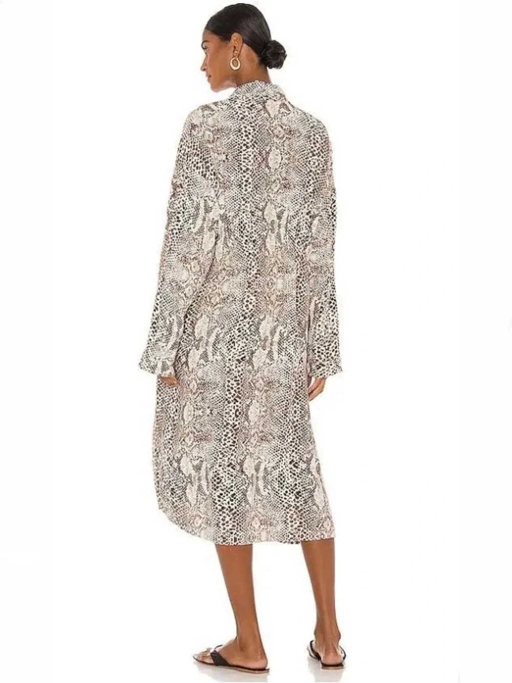 Free People Animal Print Midi Kimono Duster Cardigan Wild Nights Size Medium